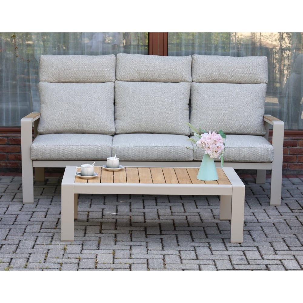 Manhattan loungetafel | aluminium + polywood | beige | 113x62cm