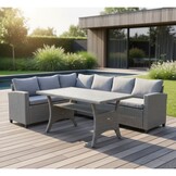 Stockholm dining loungeset 6 personen | wicker | grijs | 3-delig - 245x169cm