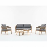 Loivre stoel-bank loungeset 5 personen | hardhout + touw | Royal Stone Brown | 5-delig