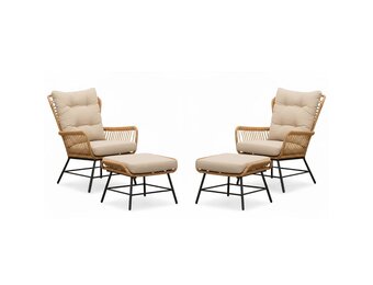 Dex relax tuinset 4-delig | wicker + aluminium | Bamboo taupe