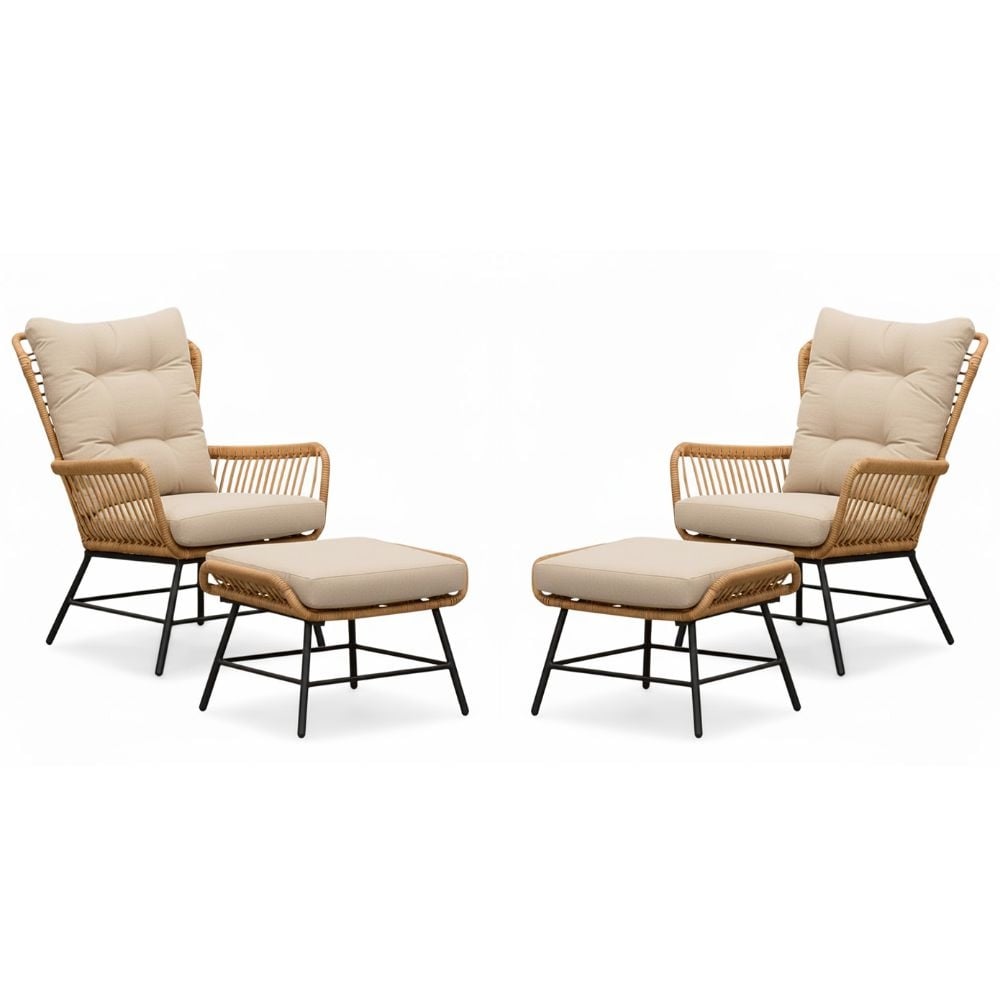 Dex relax tuinset 4-delig | wicker + aluminium | Bamboo taupe