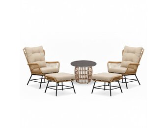 Dex relax tuinset 5-delig | wicker + aluminium | Bamboo taupe