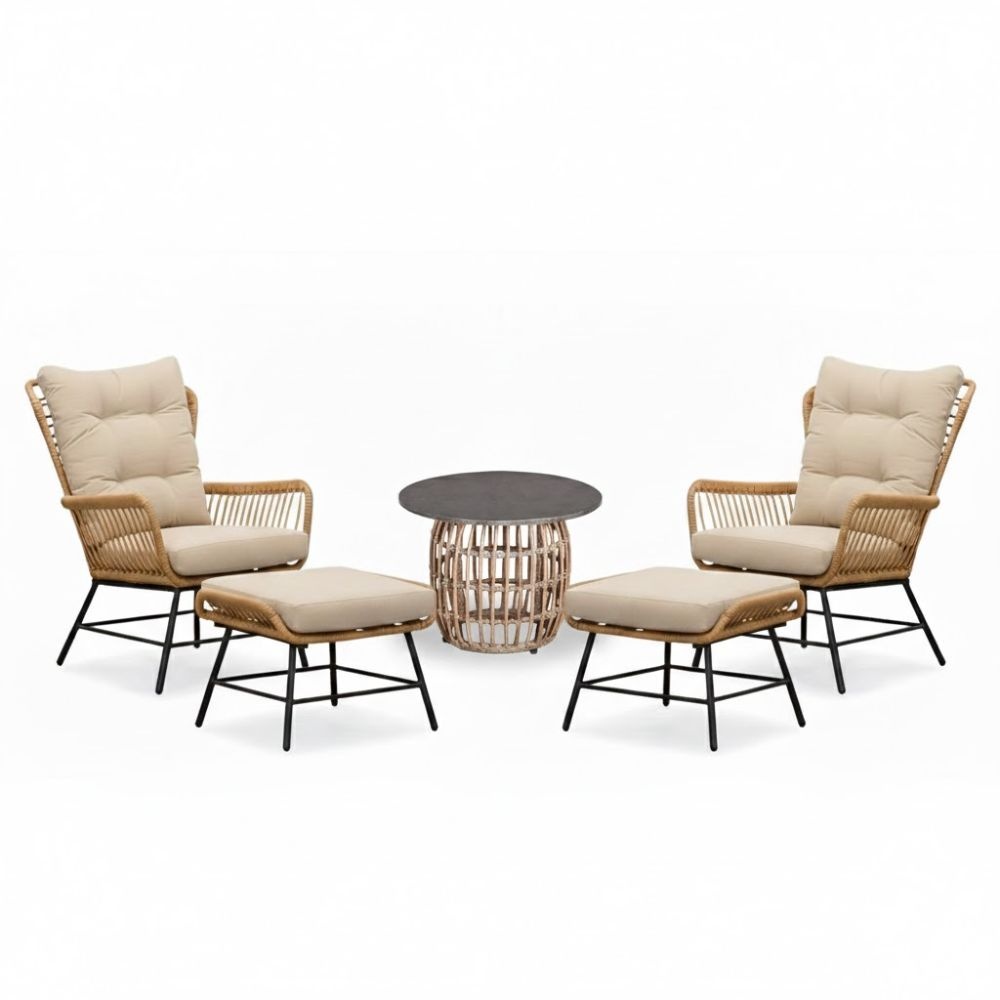 Dex relax tuinset 5-delig | wicker + aluminium | Bamboo taupe