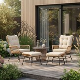 Dex relax tuinset 5-delig | wicker + aluminium | Bamboo taupe