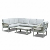 Venezia hoek loungeset incl. stoel en tafel 7 personen | aluminium + touw | beige | 6-delig