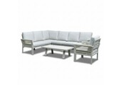 Venezia hoek loungeset incl. stoel en tafel 7 personen | aluminium + touw | beige | 6-delig