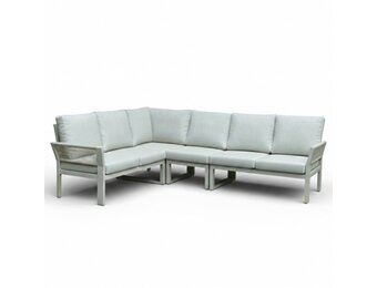 Venezia hoek loungeset 6 personen | aluminium + touw | beige | 4-delig - 267x207cm