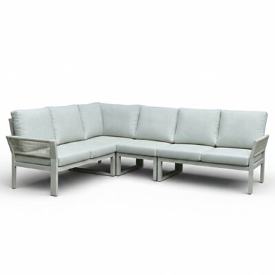 Venezia hoek loungeset 6 personen | aluminium + touw | beige | 4-delig - 267x207cm