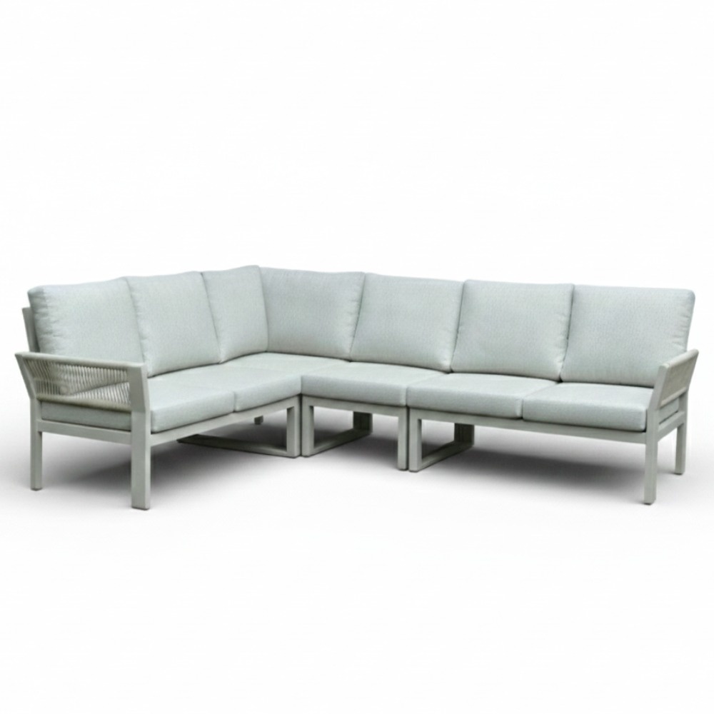 Venezia hoek loungeset 6 personen | aluminium + touw | beige | 4-delig - 267x207cm