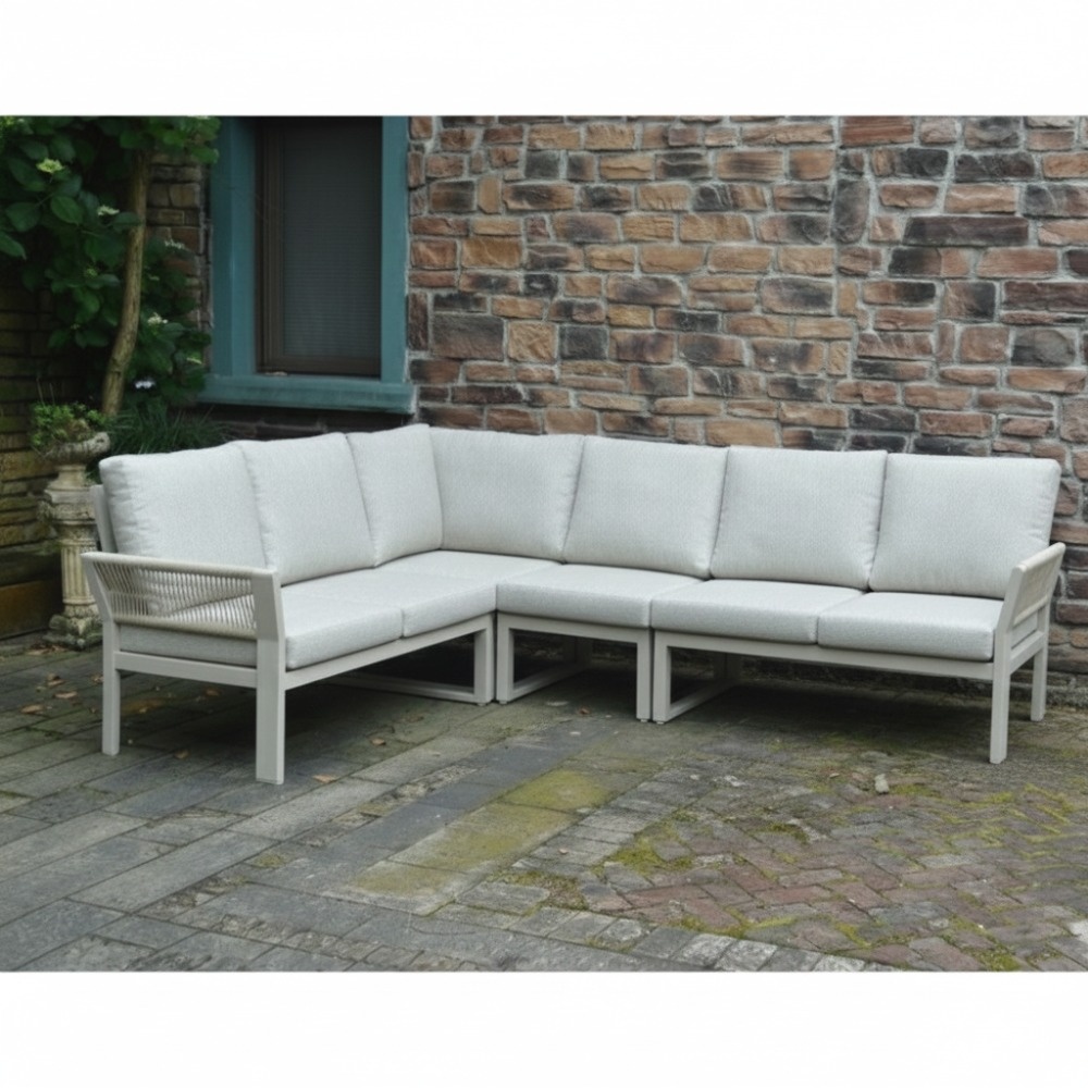 Venezia hoek loungeset 6 personen | aluminium + touw | beige | 4-delig - 267x207cm