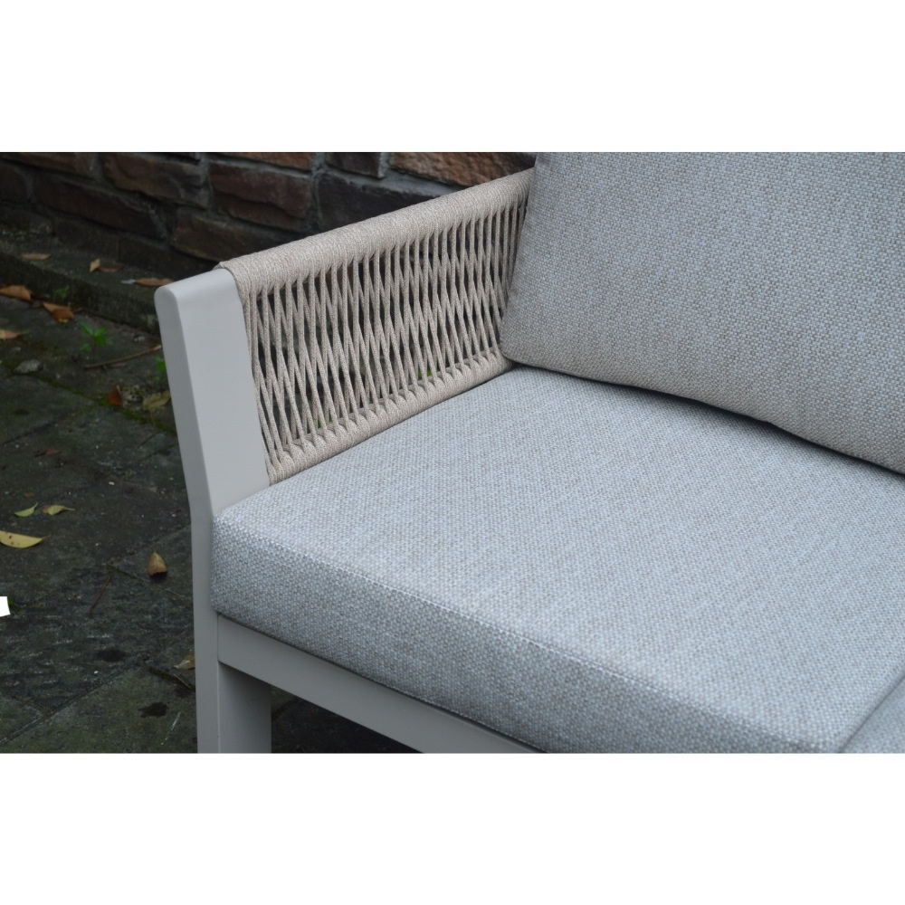 Venezia hoek loungeset 6 personen incl. tafel | aluminium + touw | beige | 6-delig - 267x207cm