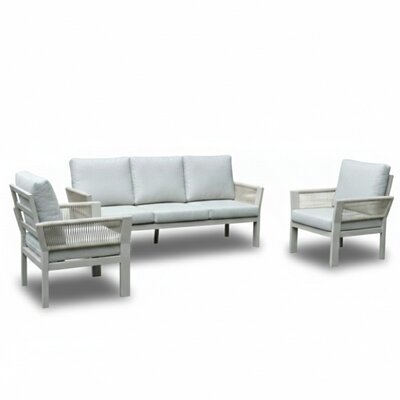 Venezia stoel-bank loungeset 5 personen | aluminium + touw | beige | 3-delig