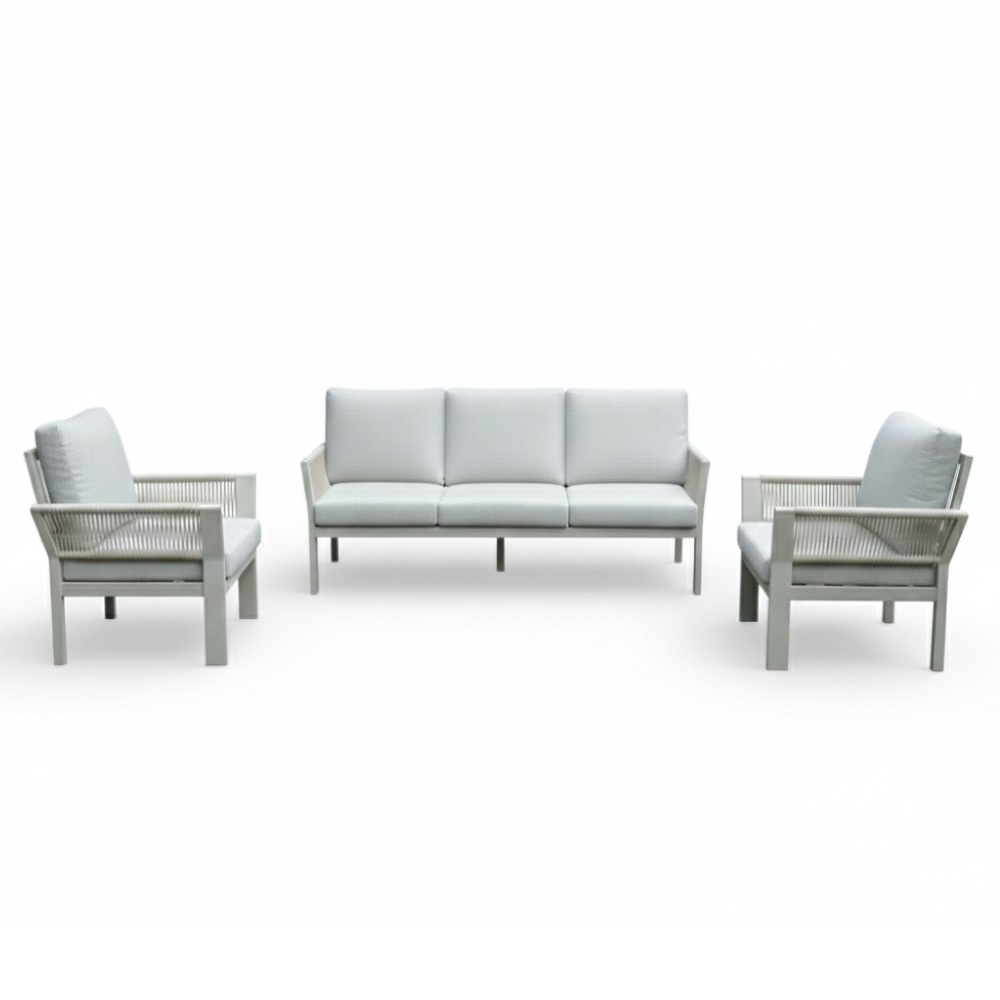 Venezia stoel-bank loungeset 5 personen | aluminium + touw | beige | 3-delig