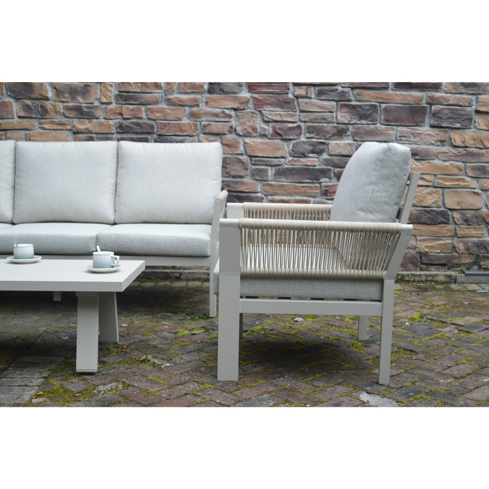 Venezia stoel-bank loungeset 5 personen | aluminium + touw | beige | 3-delig