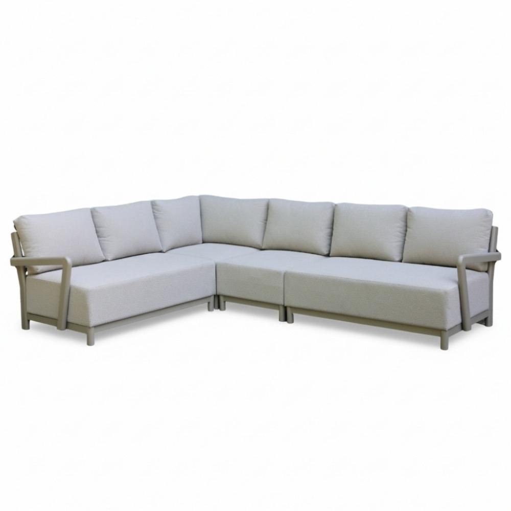 Amalfi hoek loungeset 6 personen | aluminium + polywood | beige | 4-delig - 289x222cm