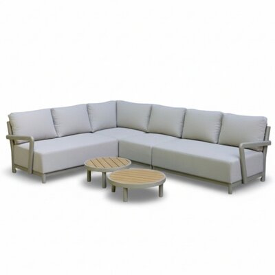 Amalfi hoek loungeset 6 personen incl. tafels | aluminium + polywood | beige | 5-delig - 289x222cm