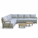 Amalfi hoek loungeset 6 personen incl. tafels | aluminium + polywood | beige | 5-delig - 289x222cm