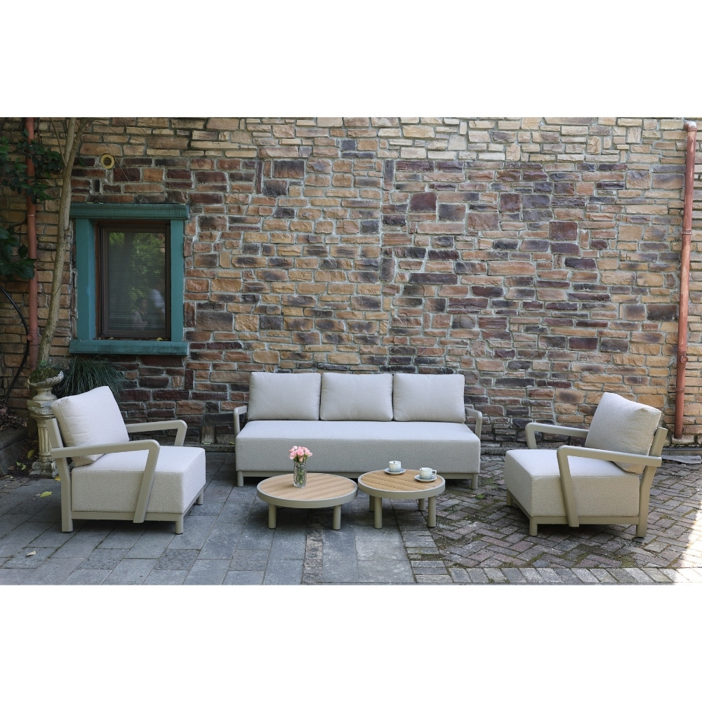 Amalfi stoel-bank loungeset 5 personen | aluminium + polywood | beige | 3-delig