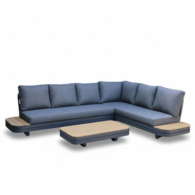 Serrento hoek loungeset rechts 6 personen incl. tafel | aluminium + polywood | antraciet | 4-delig