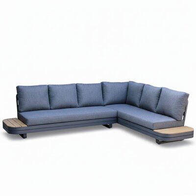 Serrento hoek loungeset rechts 6 personen | aluminium + polywood | antraciet | 2-delig - 241x226cm