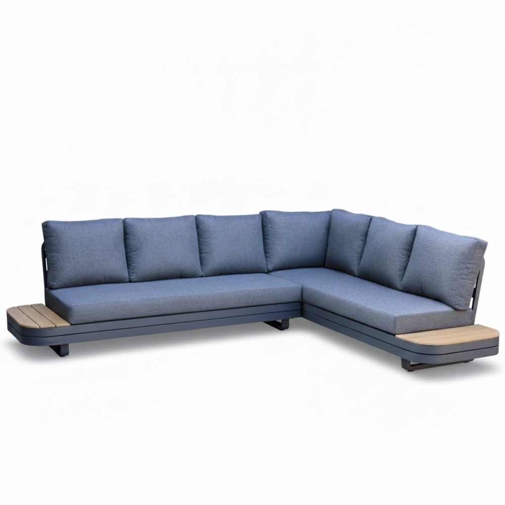 Serrento hoek loungeset rechts 6 personen | aluminium + polywood | antraciet | 2-delig - 241x226cm