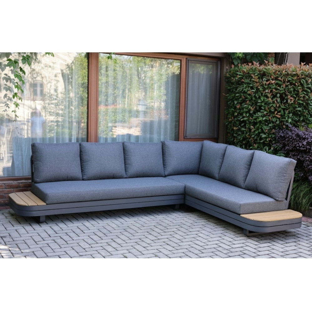 Serrento hoek loungeset rechts 6 personen | aluminium + polywood | antraciet | 2-delig - 241x226cm