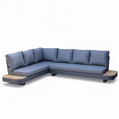 Serrento hoek loungeset links 6 personen | aluminium + polywood | antraciet | 2-delig - 241x226cm