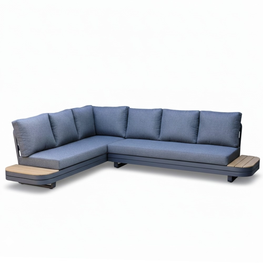 Serrento hoek loungeset links 6 personen | aluminium + polywood | antraciet | 2-delig - 241x226cm