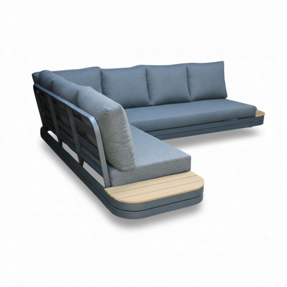Serrento hoek loungeset links 6 personen | aluminium + polywood | antraciet | 2-delig - 311x241cm