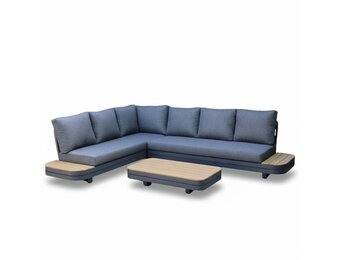 Serrento hoek loungeset links 6 personen incl. tafel | aluminium + polywood | antraciet | 4-delig