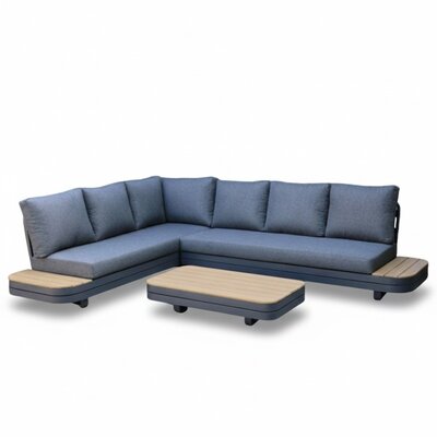 Serrento hoek loungeset links 6 personen incl. tafel | aluminium + polywood | antraciet | 4-delig