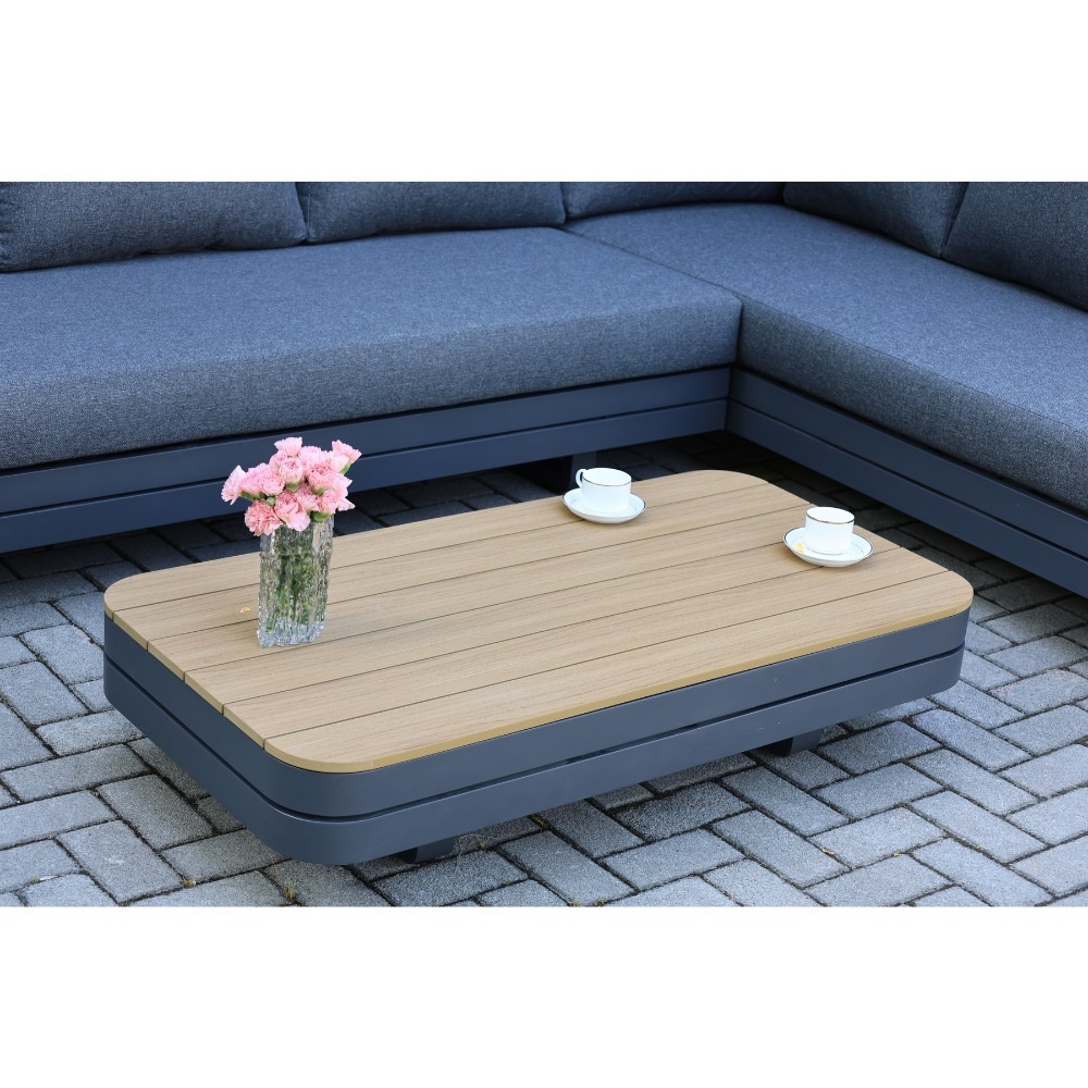 Serrento hoek loungeset links 6 personen incl. tafel | aluminium + polywood | antraciet | 4-delig