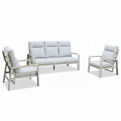 Manhattan stoel-bank loungeset - verstelbaar 5 personen | aluminium + polywood | beige | 3-delig