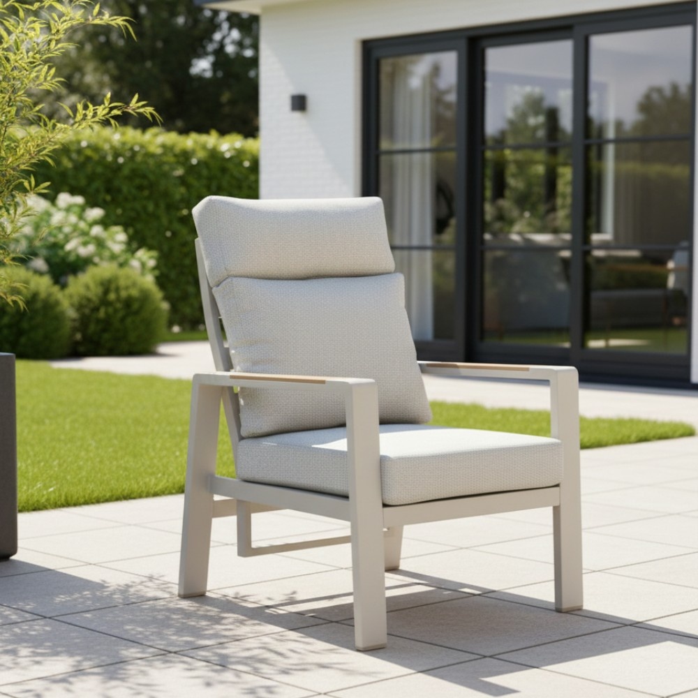 Manhattan loungestoel beige | aluminium + polywood | beige