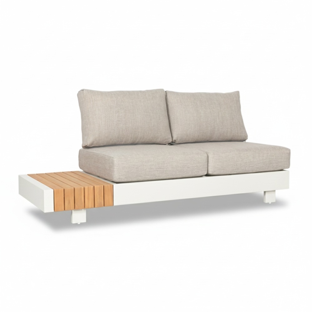 Verona hoek loungeset met all weather kussens 6 personen | aluminium + teakhout | beige | 4-delig - 339x269cm