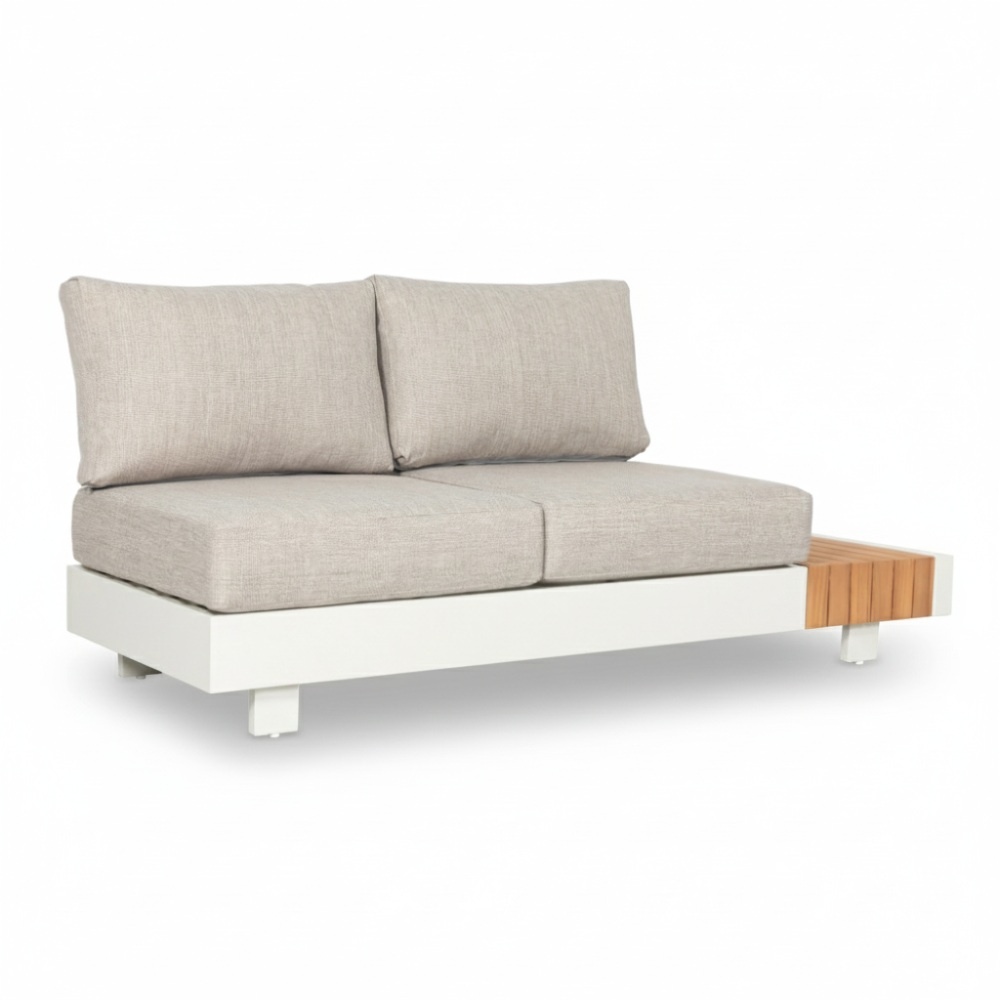 Verona hoek loungeset met all weather kussens 6 personen | aluminium + teakhout | beige | 4-delig - 339x269cm