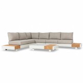 Verona hoek loungeset met all weather kussens 6 personen | aluminium + teakhout | beige | 4-delig - 339x269cm