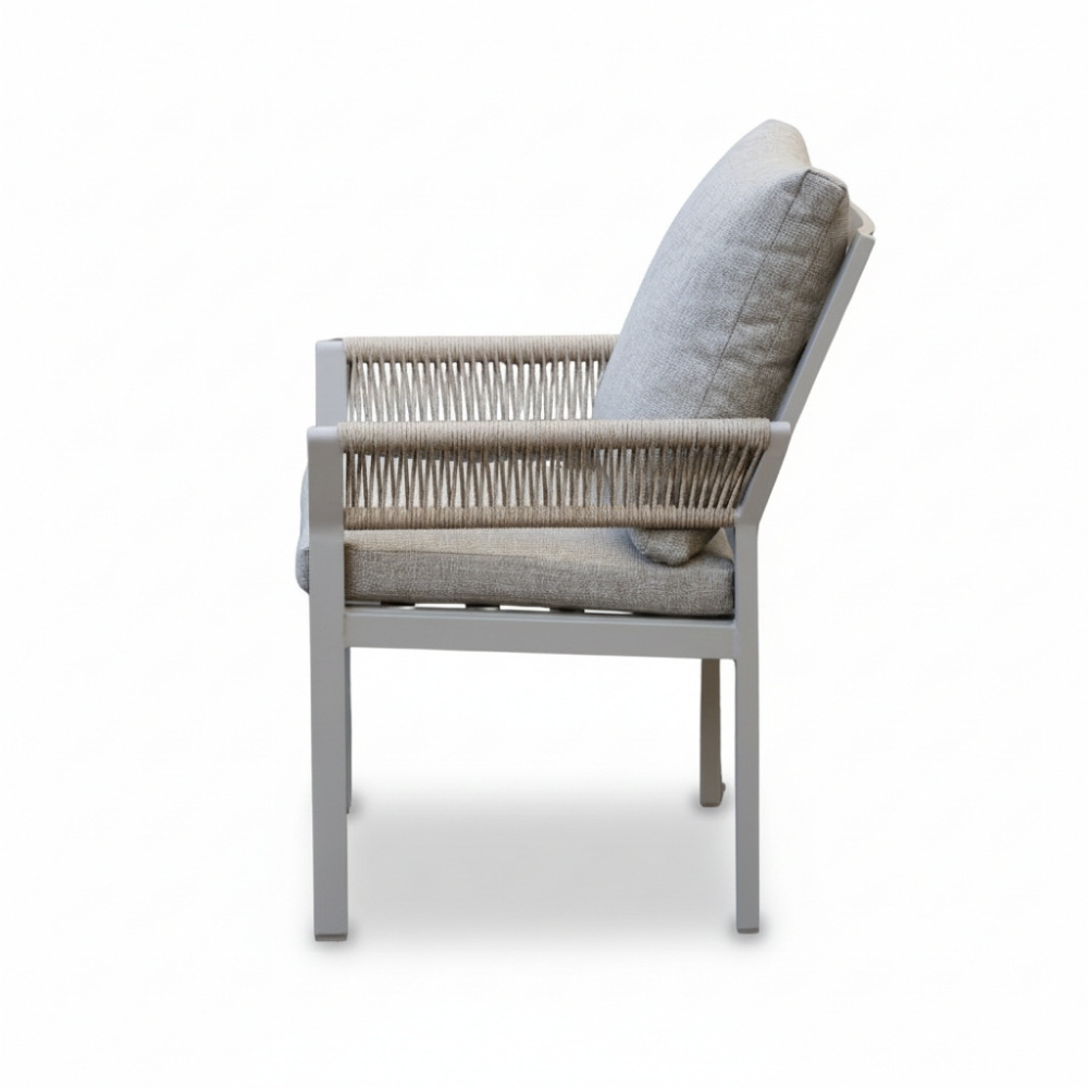 Venezia dining tuinstoel | aluminium + touw | beige