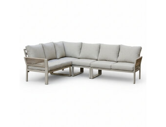 Venezia hoek loungeset 6 personen | aluminium + touw | beige | 4-delig - 267x207cm