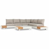 Verona hoek loungeset met all weather kussens 6 personen | aluminium + teakhout | beige | 4-delig - 339x269cm