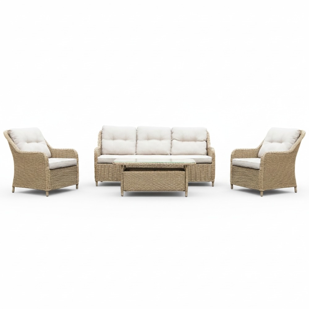 Arizona stoel-bank loungeset 5 personen | wicker | Royal Sand | 4-delig