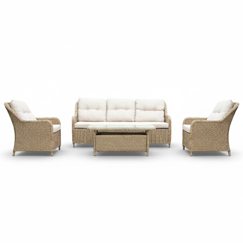 Arizona stoel-bank loungeset 5 personen | wicker | Royal Sand | 4-delig