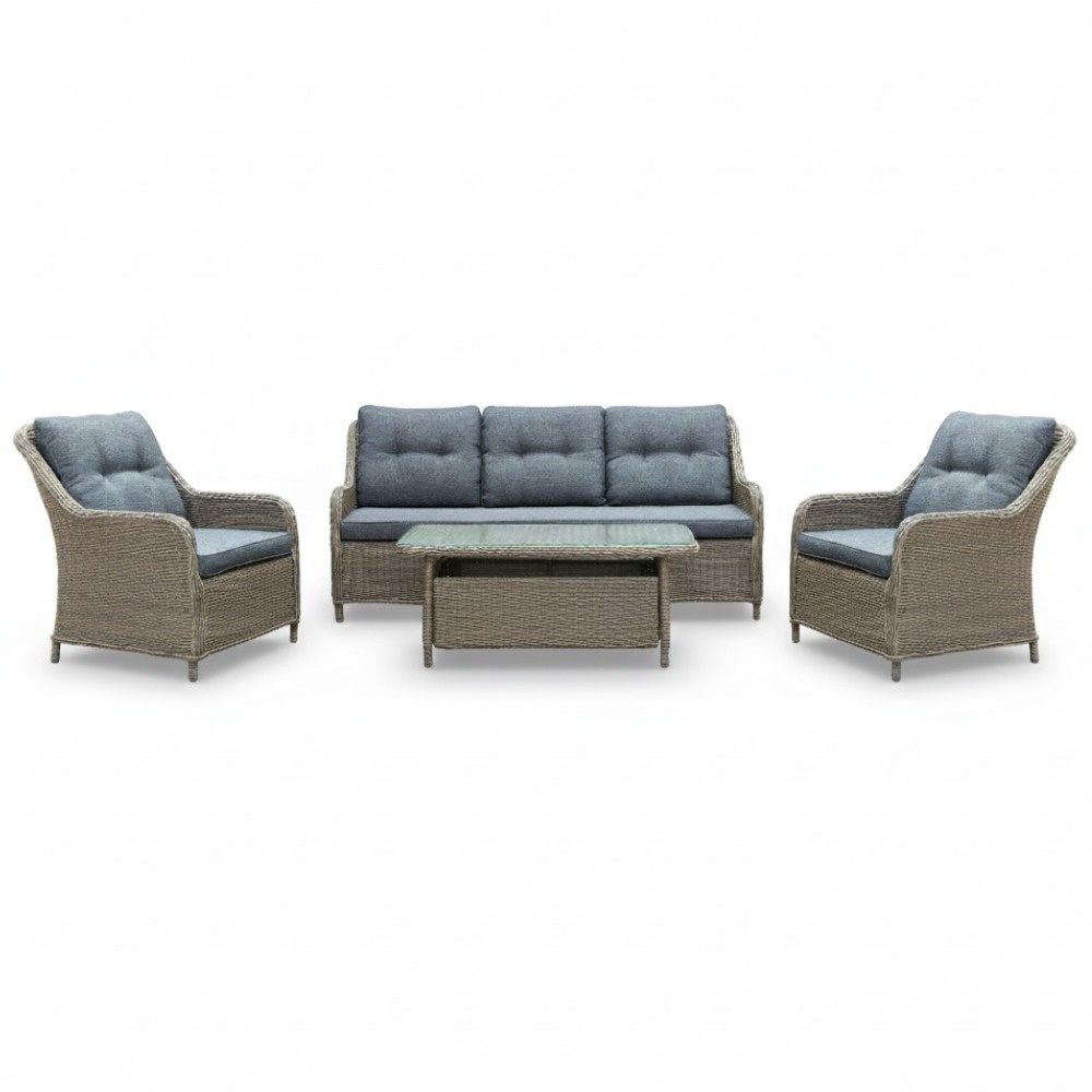 Arizona stoel-bank loungeset 5 personen | wicker | Ash Grey | 4-delig