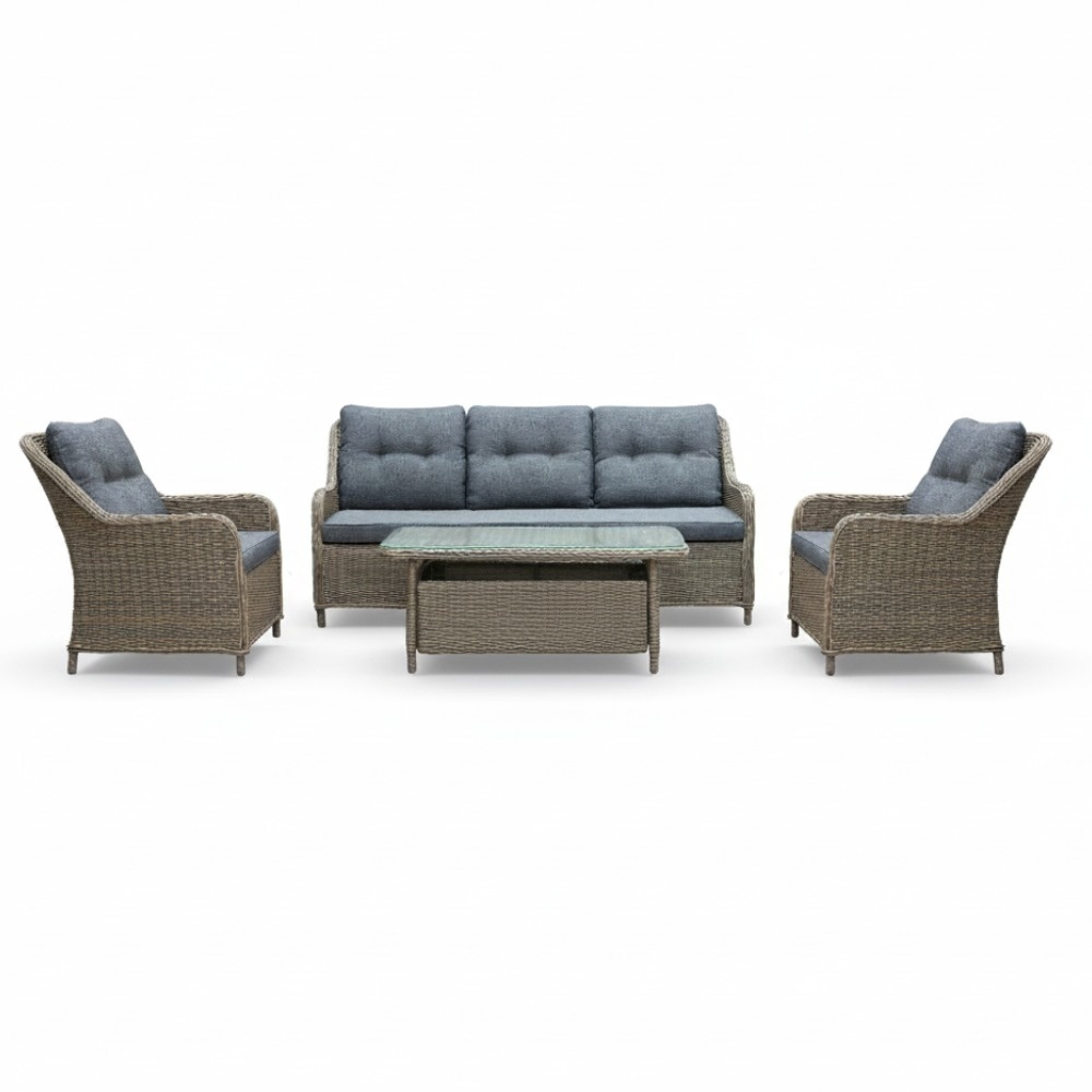 Arizona stoel-bank loungeset 5 personen | wicker | Ash Grey | 4-delig
