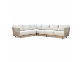 Sienna hoek loungeset 6 personen | touw + aluminium | zand | 4-delig - 296x226cm