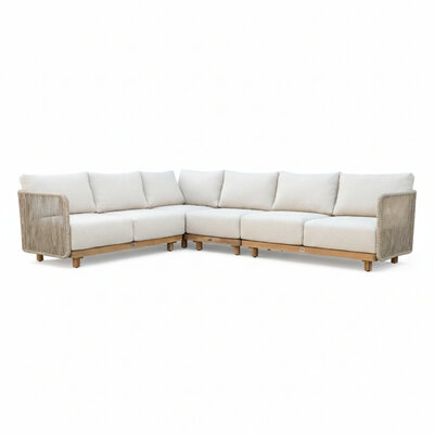 Sienna hoek loungeset 6 personen | touw + aluminium | zand | 4-delig - 296x226cm