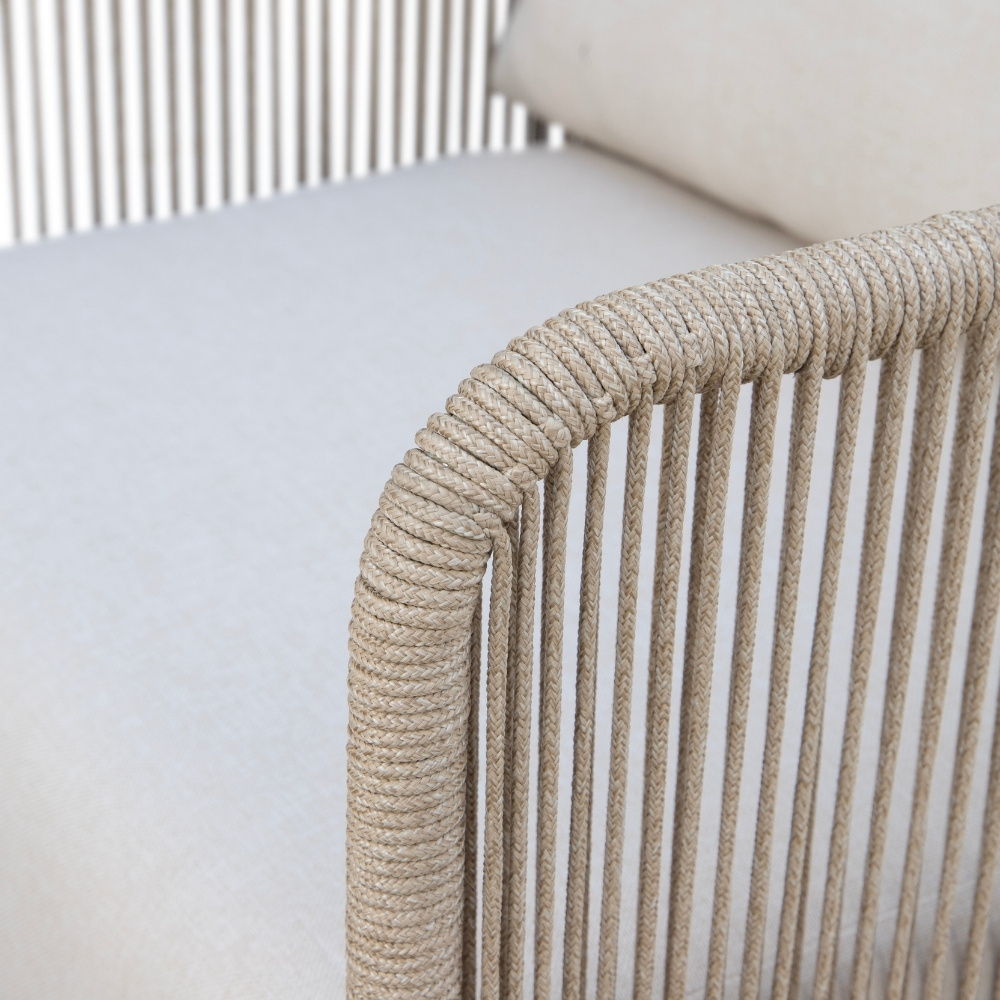 Sienna hoek loungeset 6 personen | touw + aluminium | zand | 4-delig - 296x226cm