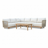 Sienna hoek loungeset 6 personen incl. tafel | touw + aluminium | zand | 5-delig - 296x226cm