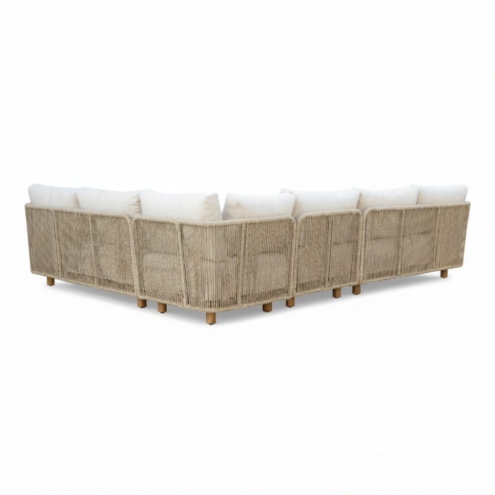 Sienna hoek loungeset 6 personen incl. tafel | touw + aluminium | zand | 5-delig - 296x226cm