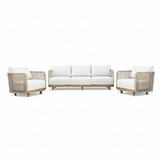 Sienna stoel-bank loungeset 5 personen | touw + aluminium | zand | 3-delig